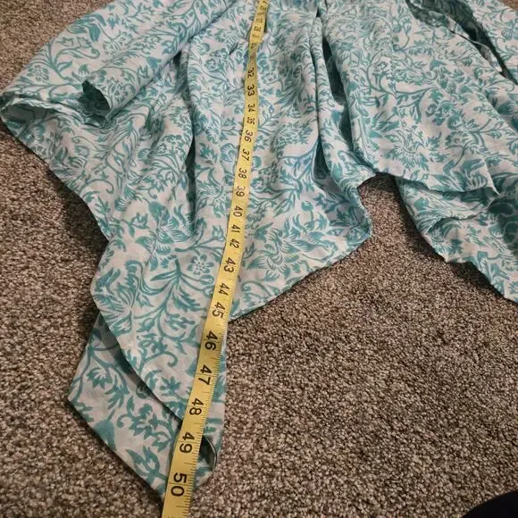 World Market Hand Block Blue Printed Jumpsuit S/M Boho Wide Leg Romper Oversize - Picture 7 of 9